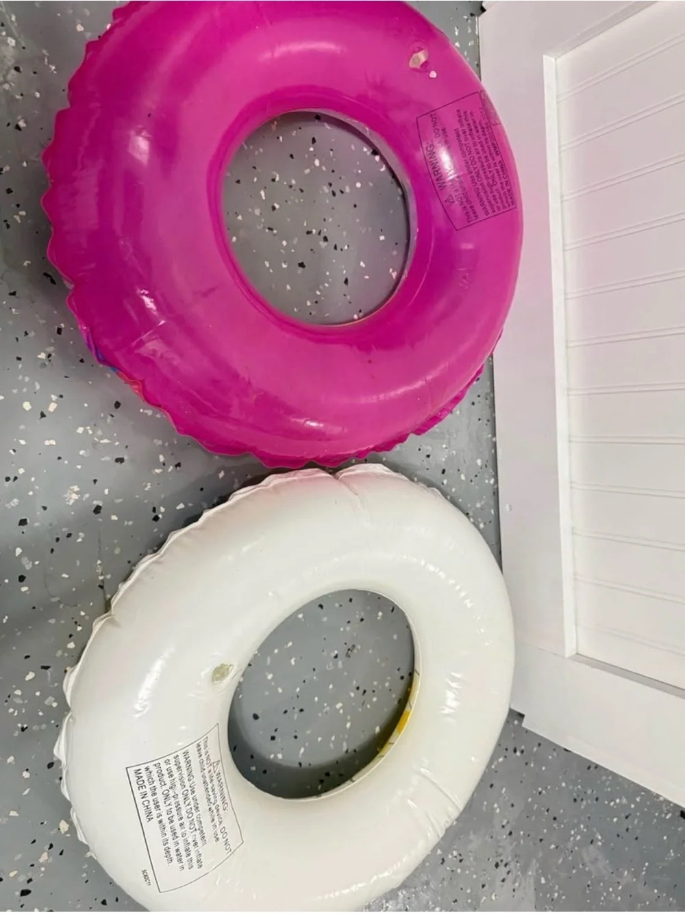 Children's Inflatable Swim Rings - Pink Butterfly & White Floral